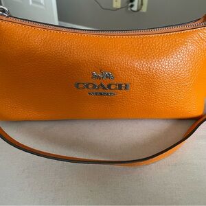 Coach Orange and Burgundy Leather Bag
